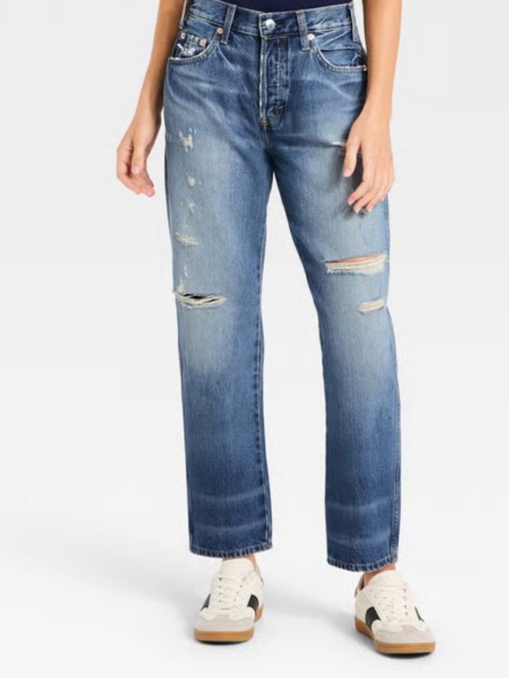 Women's Mid-Rise Boyfriend Jeans Universal Thread Vintage Medium Destroy size 2